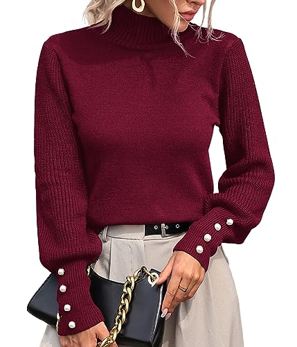 Image of Upopby Women's Fall Winter Turtleneck Sweaters Knitted Pullover Sweater Top