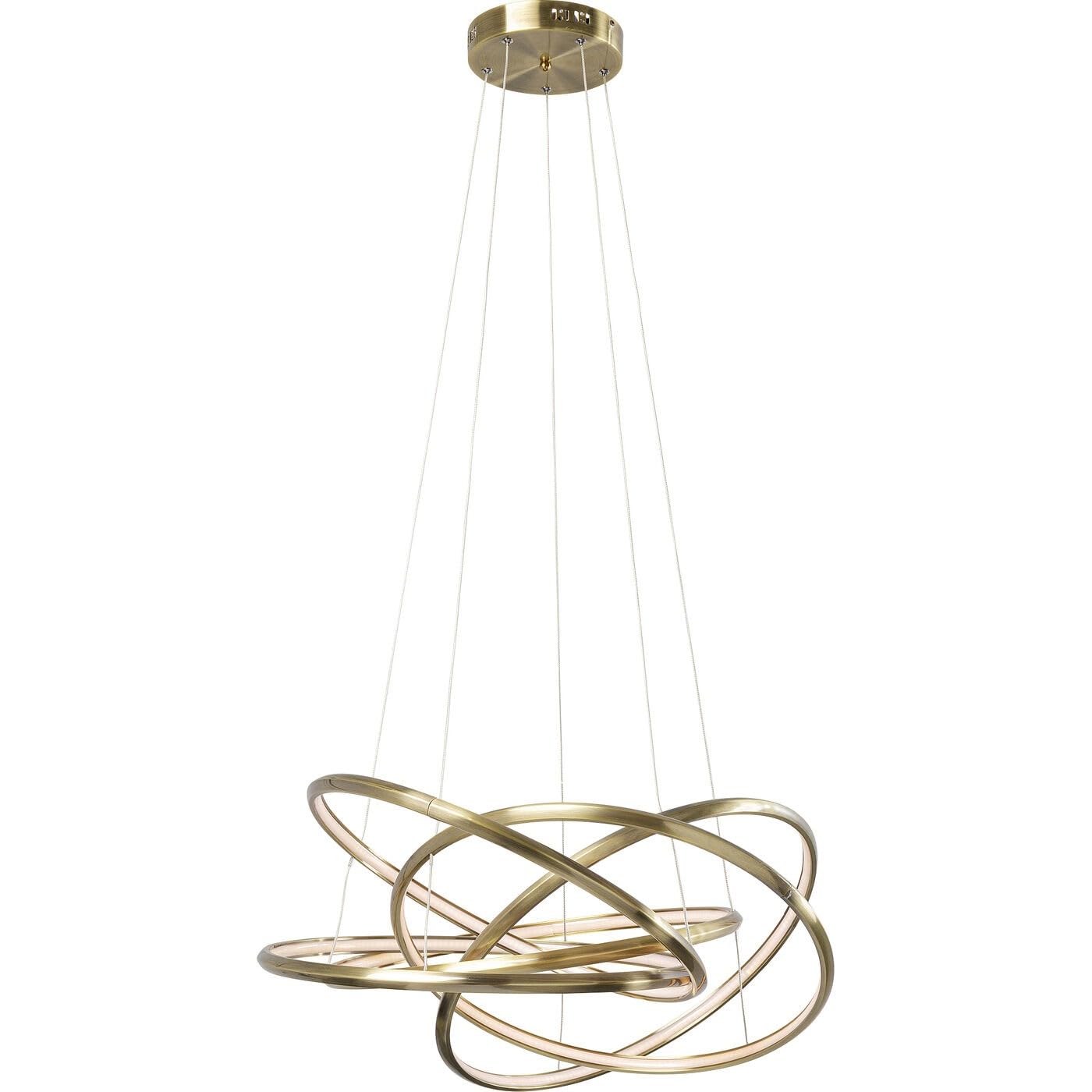 Kare Design lámpara colgante Saturno LED Gold Big, oro, estilo moderno de diseno, elegante, líneas simples, pasillo, sala de estar, comedor, cocina, oficina. 75x75x120 cm (A/D), LEDs incluidos