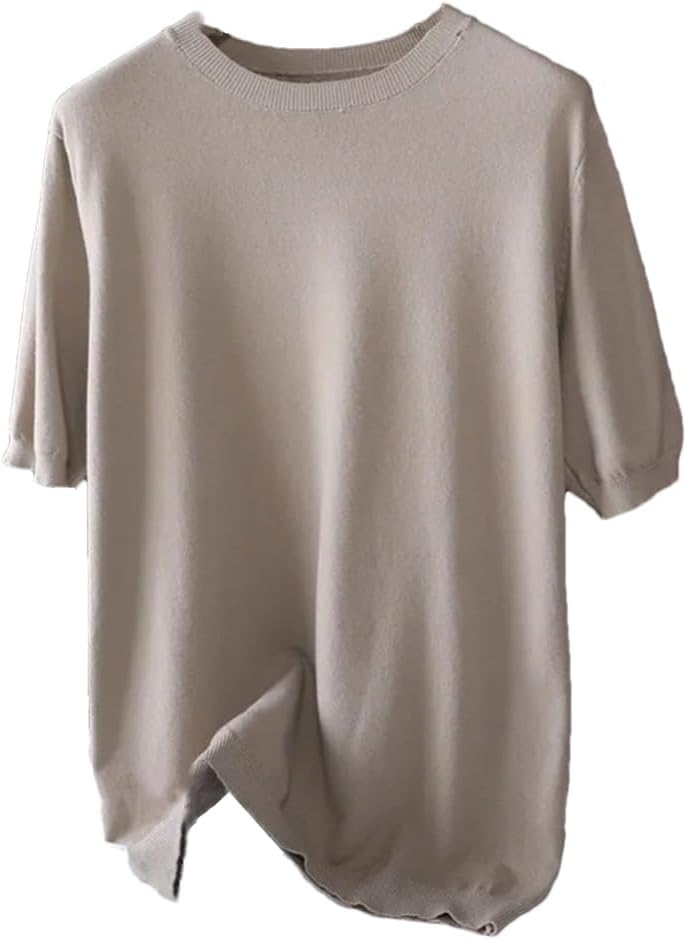 Men Knitted O-Neck Short Sleeve Tee Solid Color Thin Undershirt Tops T-Shirt