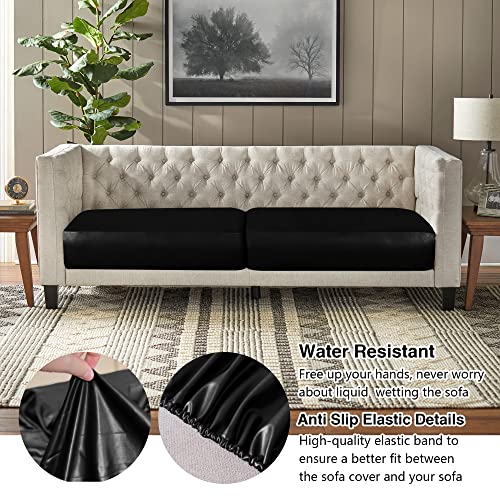 Pu Leather Stretch Individual Seat Cushion Covers Waterproof Sofa Covers Couch Cushion Covers Slipcover Sets Sofa Seat Cushion Slipcover For 2 Seater Replacement Furniture Protector (2 Pack) #TOP5