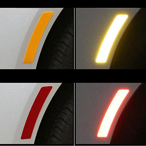 LZLRUN 2Pcs Car Wheel Rim Eyebrow Reflective Warning Strip Stickers Safety Warning Light Reflector Protective Sticker Car Styling (Red)