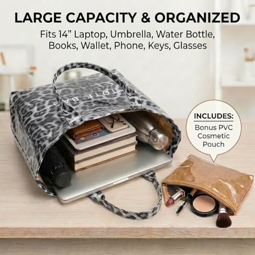 Image of PVC Tote Bag Gifts for Women Large Tote Purse Kraft Paper Letter Print Hobo Handbags for Work Beach Shopping Travel