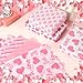 100 Sheets Valentine's Day Scalloped Edge Tissue Paper Bulk, Pink Rose Love Heart Pattern Art Crafts Paper for Valentine Wedding Supplies,13.8'' x 19.7''