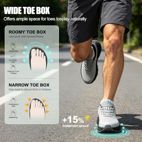 Image of Men's Wide Trail Running Shoes Comfortable Cushioned Hiking Walking Shoes with Arch Support Stability Non Slip Workout Cross Training Sneakers