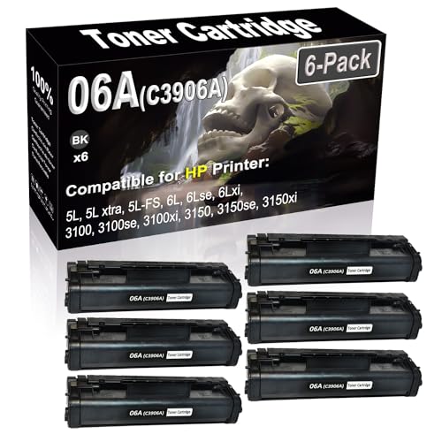 SINIYA 6-Pack (Black) Compatible 5L 5L Xtra 5L-FS 6L 6Lse 6Lxi 3100 3100se 3100xi 3150 3150se 3150xi Laser Printer Cartridge (High Capacity) Replacement for 06A C3906A Printer Cartridge