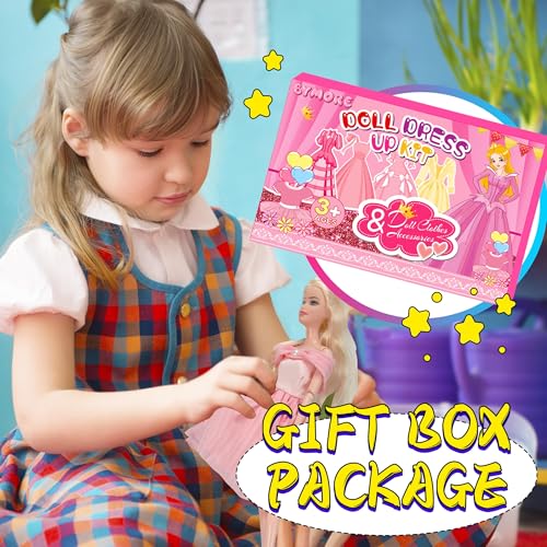 image for BYMORE 130 Pcs Doll Clothes and Accessories Kit, Including 4 Princess 