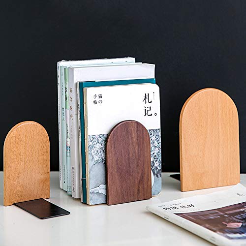 Shikaman Book End Wood Bookends Heavy Duty Book Stand thumb #5