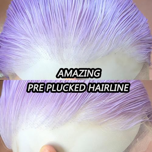 Towarm Light Purple Wig Long Straight Lavender Purple Synthetic Lace Front Wigs Pre Plucked Natural Hairline for Black Women Heat Resistant Fiber Hair Cosplay Daily Wear Wig (Light Purple) - Image 4
