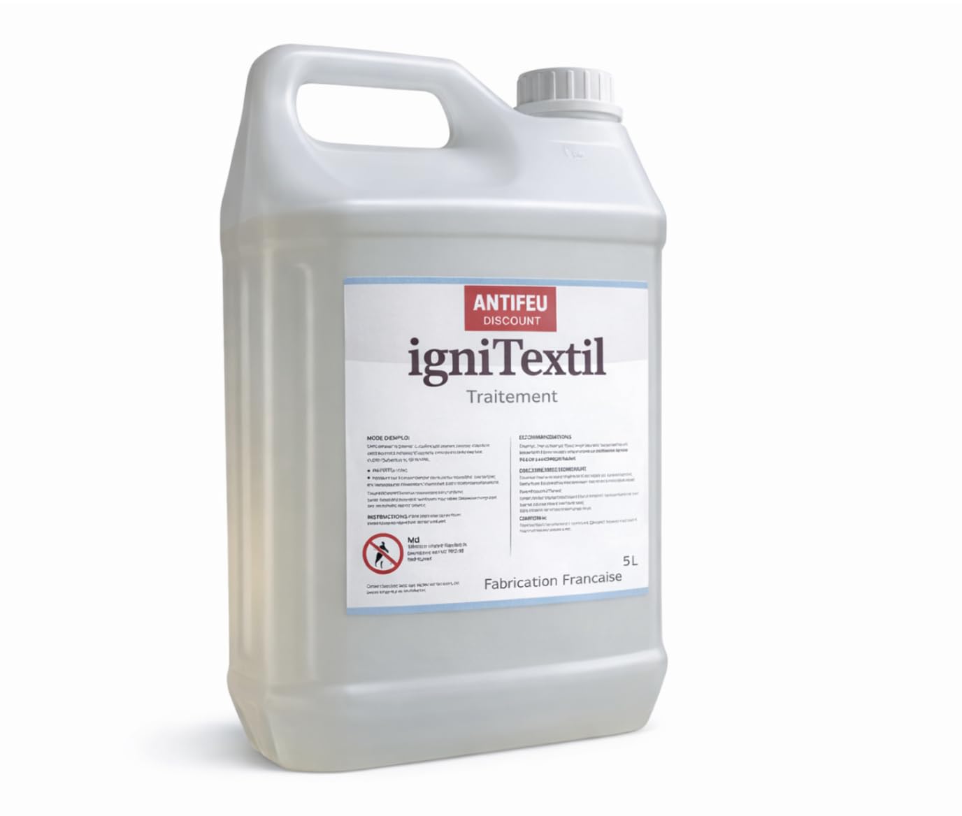 Ignifuge Textile M1 – Traitement Anti-feu Tissu Naturel 5 L avec pulvérisateur – Protège Jusqu’à 50 m² – Attestation M1 – Fabrication française - Antifeu Discount