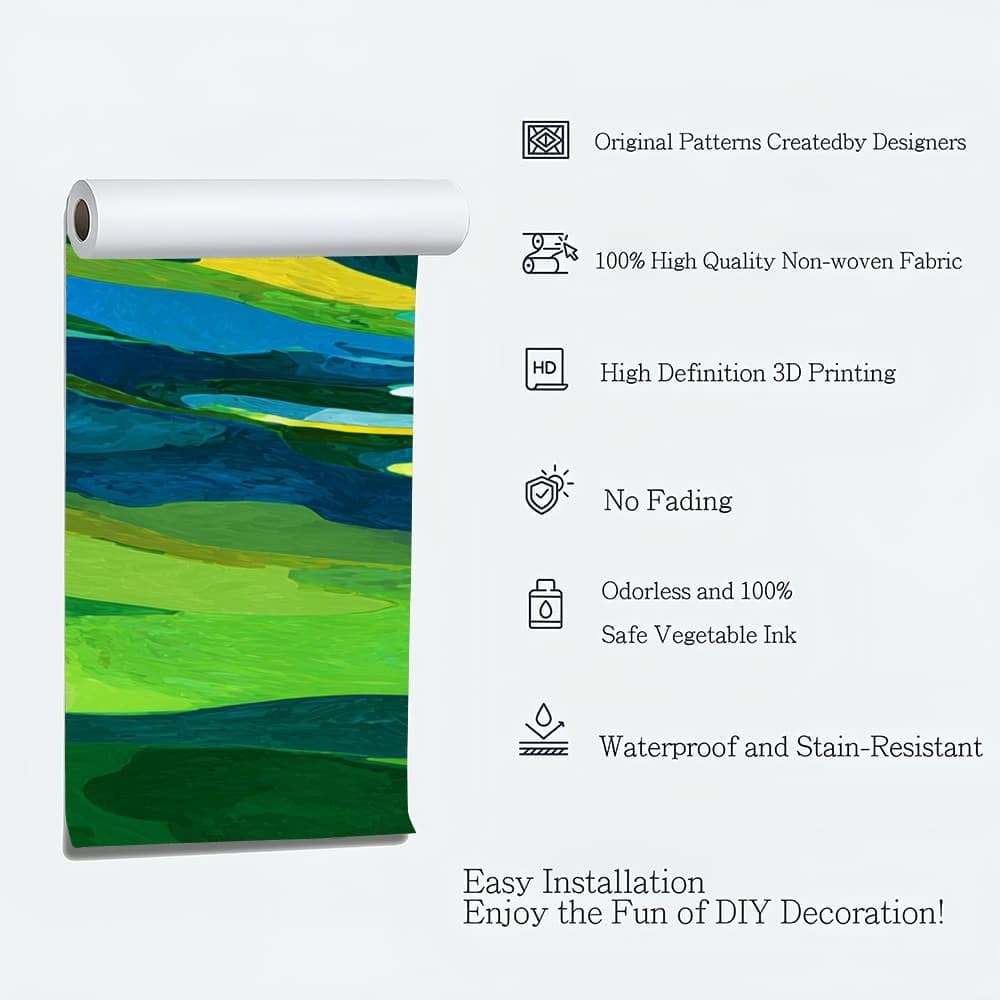 Carta Da Parati Artistico Fotomurale Pittura di Paesaggio Astratto Poster Gigante Da Parete Per Camera Da Letto, Soggiorno,Corridoio Verde Decorazione D'interni Murale 350x256 cm