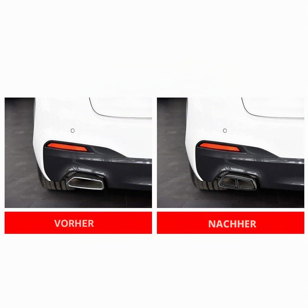 2 Stücke Auto Edelstahl Schwarz Auspuff Endrohr Abdeckung Trim für 5 Serie G30 2017-2018