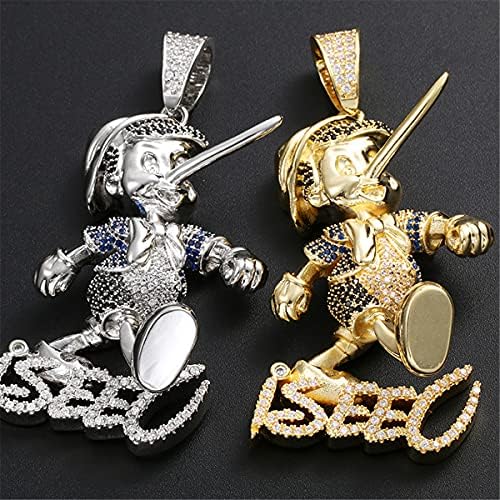 ICEDIAMOND - Collar con dije de rapero Pinocho chapado en oro de 18 ...