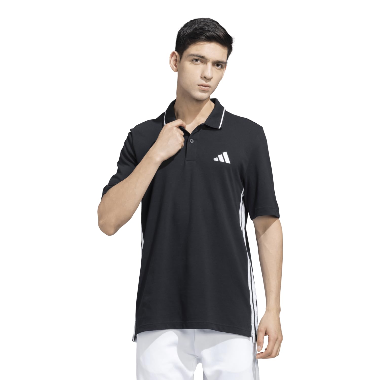 adidas Men's Striped Regular Fit Polo Shirt (JL7138_Black-picture-36