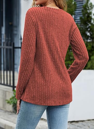 Image of Dimur Sweaters for Women Trendy 2025 Long Sleeve Shirts Ligheweight Sweatshirt Loose Fit Tunic Tops