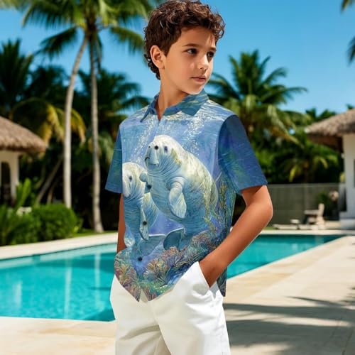 Uourmeti Toddler Boys Hawaiian Dress Shirts Summer Blouse Short Sleeve Button Down Tops3