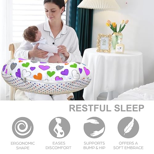 Image of VParents Multipurpose Baby Feeding Nursing Cum Maternity Pillow for New Born Cotton, Recommended for Maternity, Nursing, Medical Daisy (Purple) 110251