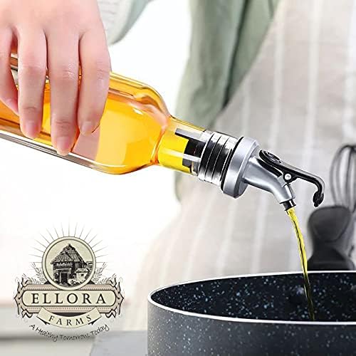 Miniatura 7 de Ellora Farms, Venus Glass Cruet Set, carrito de acero incluido, adecuado para aceite y vinagre, aderezo, jarabe, botellas grandes de 17 oz (16.9 fl