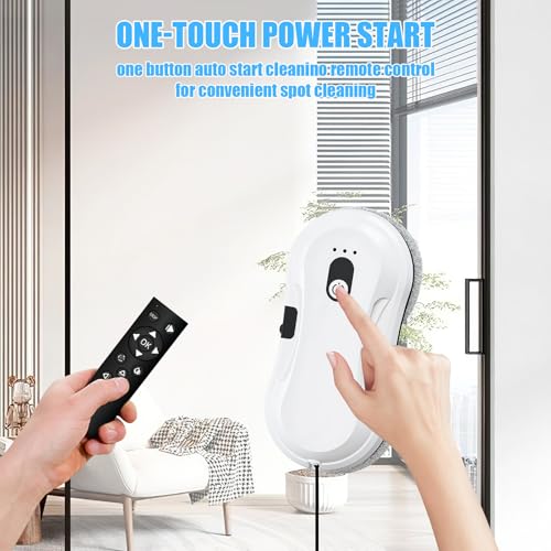 2800pa Intelligent Window Cleaning Robot with 35ml Water Tank, 3 Modes 80w Electric Glass Cleaner with Dual Water Spray, Automatic Window Vacuum Windowss Cleaner Spray with Remote, with 10 Clothes - Image 4