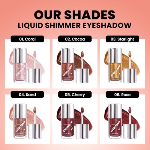 Image of SUAKE Liquid Sparkling Glitter Eye Shadow - Rose Gold Cherry Eyeshadow, Eyeliner, Eyelid Shimmer Highlight Makeup, Highly Pigmented sombra de para ojos,Waterproof Quick-Drying (04Sand#)