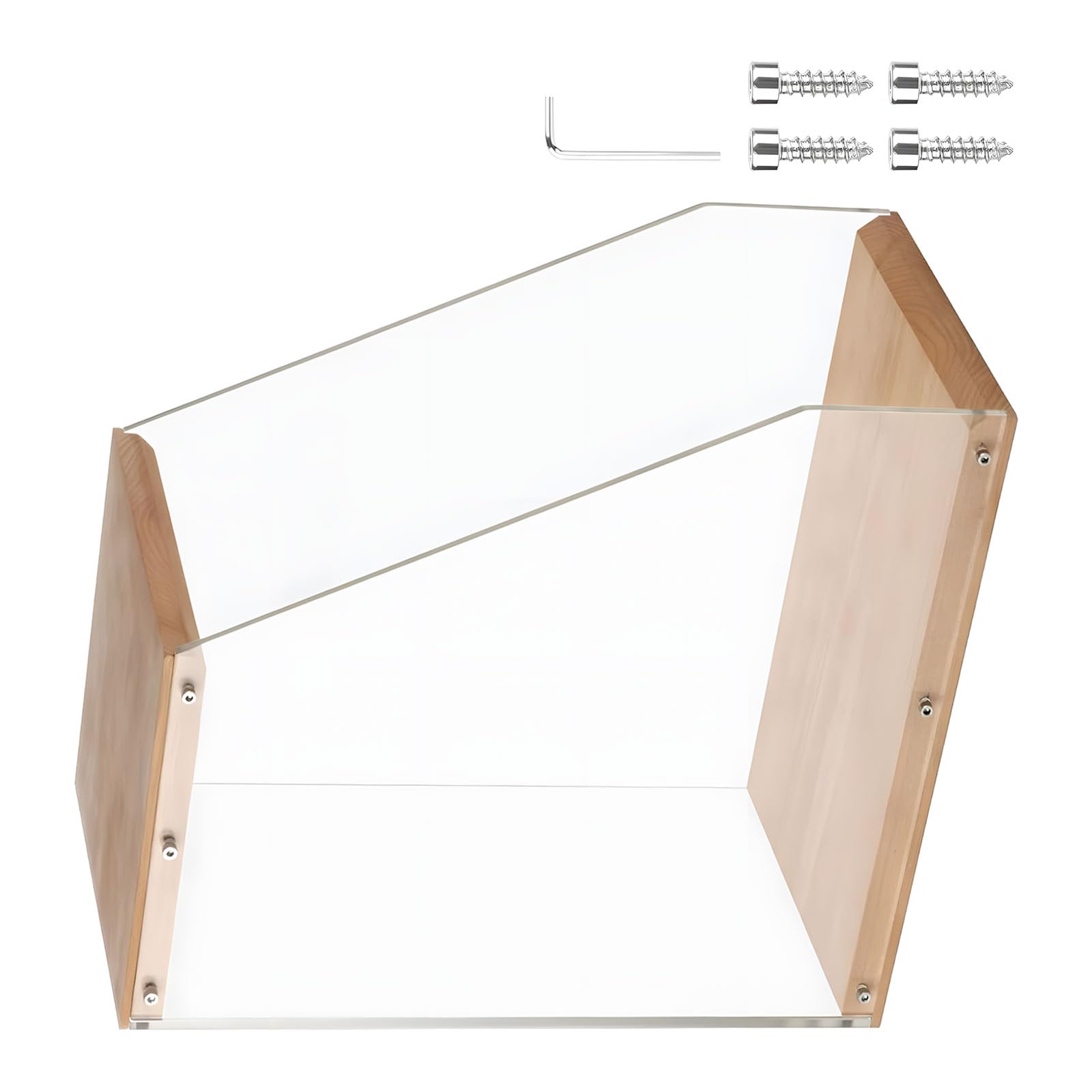 Elnwnnkc Multipurpose Vinyls Album Storage Case Wooden and Acrylic Record Magazines Display Rack Desktop Ornament Modern Record Album Planner