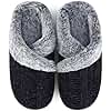 Homitem Fuzzy Slippers for Women Indoor and Outdoor Fluffy Bedroom House Shoes with Arch Support Memory Foam Winter Warm Ladeis Cute Comfy Cozy Black Size 7-8