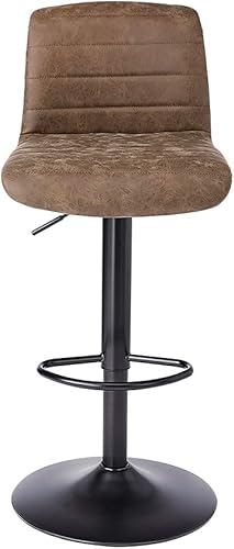 Miniatura 2 de CangLong Taburete de bar giratorio ajustable de estilo mediados de siglo con sillas de comedor con soporte de espalda, juego de 1, marrón