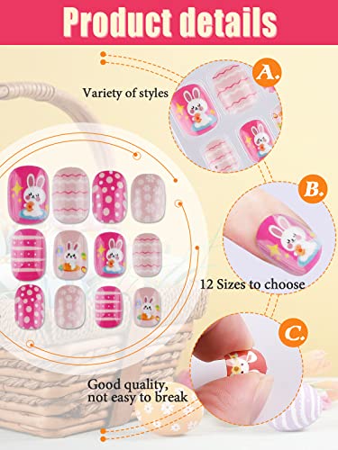 96 Pezzi di Pasqua per Bambini Unghie Finte