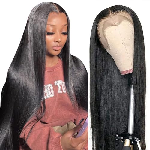 tobasew 13x6 Straight Lace Front Wigs Human Hair HD Transparent Lace Front Human Hair Wigs 40 Inch