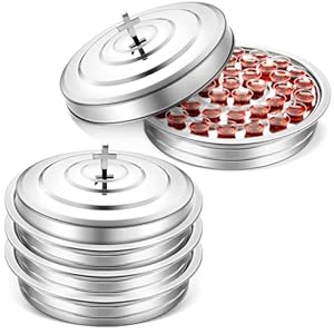 Communion Ware 3 Holy Wine Serving Trays with 1 Cover Stainless Steel Communion Supplies Silver Communion Trays for Churches Holy Ware Sets