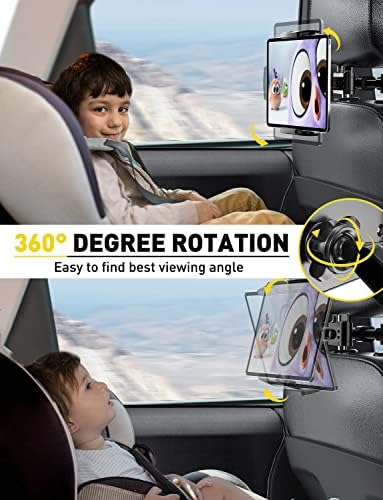 TRYONE Car Headrest Tablet Holder Mount Stretchable Backseat Tablets Stand for Kids, Car Seat Mounts Compatible with iPad Pro 12.9 Air Mini, iPhone, Galaxy Tab, Switch, All 4.7-12.9" Screen Devices