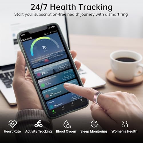 Image of Smart Ring Fitness Tracker Ring for Women & Men, Sleep /Step /Blood Oxygen /Heart Rate Monitor, Long-Lasting Battery Sleep Ring, No Subscription Fee, Compatible with iOS & Android (Matte Silver, #8)