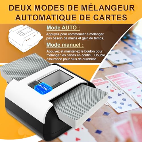 1-2 Jeux de Cartes mélangeur de Cartes,Type-C Mélangeur De Cartes, Card shuffler,Machine à Mélanger pour UNO/Poker/Blackjack (Rechargeable) – vue 3