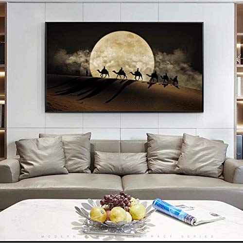 Affiche chameau et lune pour créer une ambiance zen dans votre chambre avec cette toile 40x85