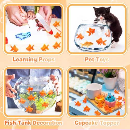 Image of Sumind 100 Pieces Orange Color Fake Floating Fishes Plastic Fake Goldfish Artificial Aquarium Fishes Colorful Realistic Artificial Moving Fish Ornament Decorations for Aquarium Fish Tank