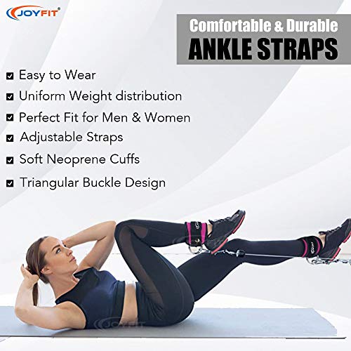 Image of Joyfit Padded Ankle Straps- for Cable Machine, Kickbacks, Glute Workouts, Leg Extensions, Curls & Hip Abductors with Padded Neoprene Support, Ideal for Men & Women [Pair]