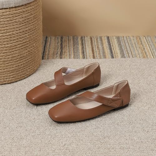 Niction Women's Flats Mary Jane Ballet Flats Retro Square Toe Slip On Dress Strap Shoes for Casual Work Office Wedding Business2