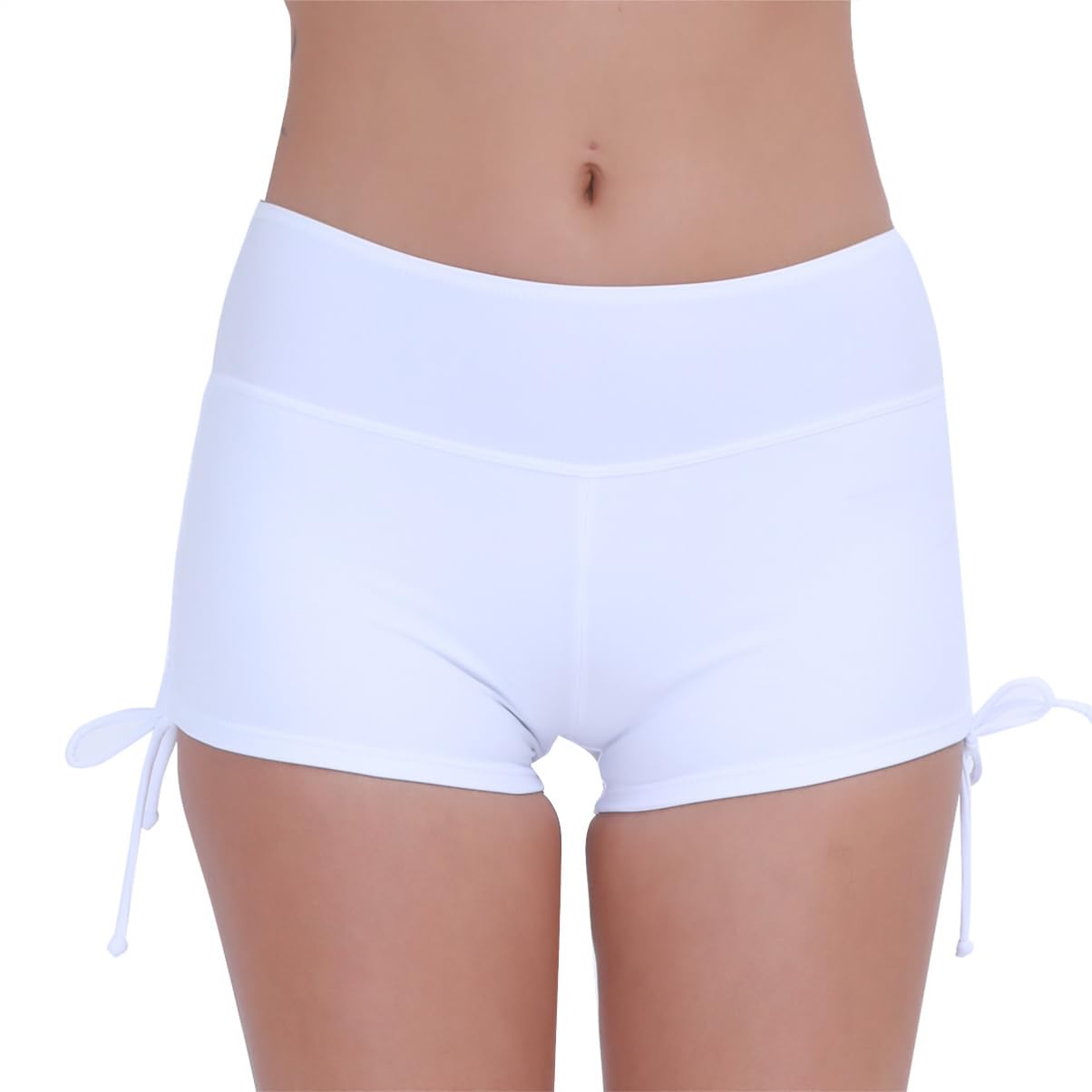 Women's Sporty Adjustable Ties Swim Briefs Boy Leg Fully Lined Bikini Bottoms Board Shorts-image-16