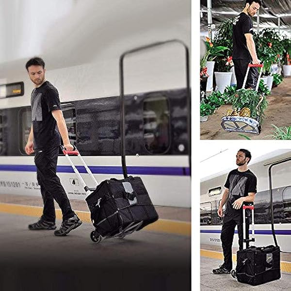 Stalen opvouwbare trolley op wielen, inklapbaar met antilek rubberen wielen en opvouwbare steekwagen met een capaciteit van 150 kg voor het verplaatsen van zware voorwerpen in de tuin en (stijl #4)