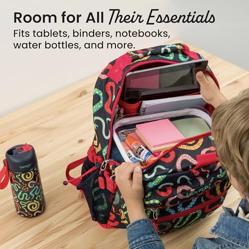 Image of Bentgo Kids Print Backpack - Lightweight 14 inch Backpack for School, Travel & Daycare, Ideal for Ages 4+, Durable & Water-Resistant, Roomy Interior, & Loop for Lunch Bag (NEW Sssnakes)