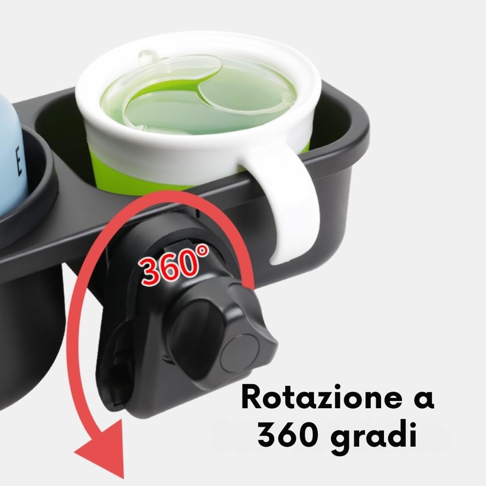Vassoio Universale per Passeggino con Portabicchieri, Vassoio Snack Universale per Passeggino con Portabicchieri, Accessorio per Passeggino, Vassoio Snack per Passeggino