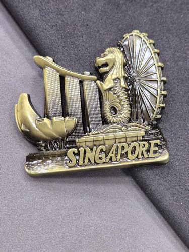 Image of DT DECTONE Regular Metal Fridge Magnet, Singapore 3D Metal Magnet for Fridge, Study Table, Office Desk, Premium Gift, Best Home Dcor Item for Travel Enthusiasts, Handmade Crafted Magnet-S1