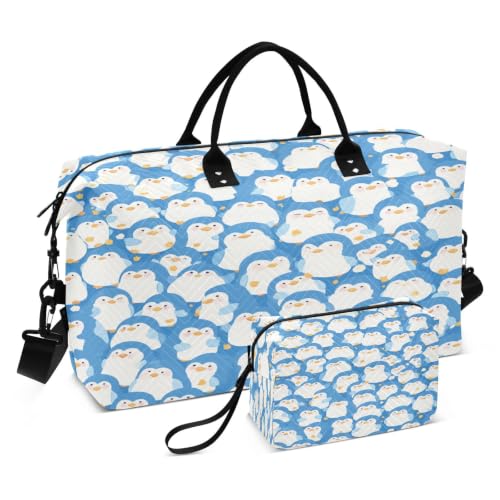 Sac de voyage pingouin bleu avec trousse de toilette pour week-end