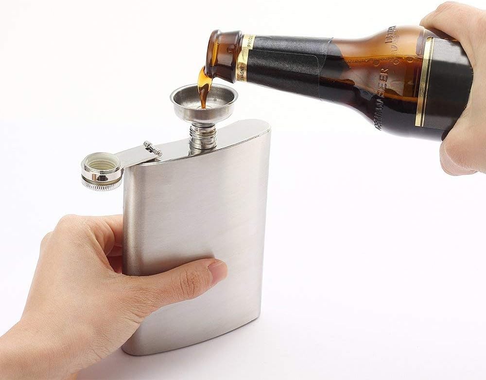 10 Pack Hip Flask for Men, 8 oz Portable Stainless Steel Liquor Flask Leakproof Drinking Pocket Flask with 10 Funnel for Storing Drinks and Liquor(Silver) - Image 3