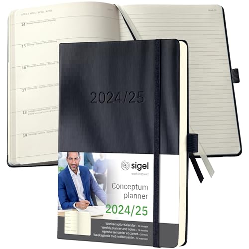 Agenda semainier carnet 2024/2025 SIGEL C2503 noir A5 bureau