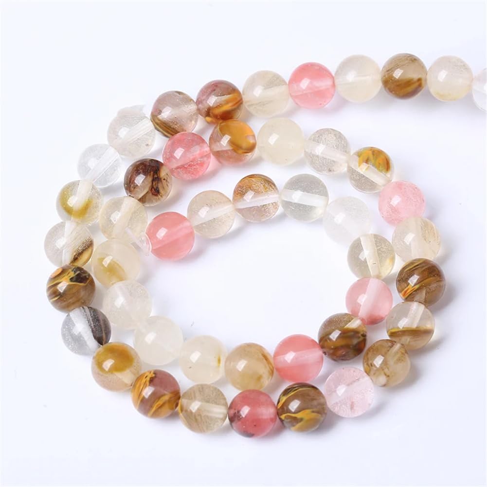 6/8/10 mm Perline di pietra naturale Anguria Tormalina Giada Perline sciolte distanziatrici per creazione di gioielli Bracciale fai da te Accessori fatti a mano-Anguria Tormalina-8mm
