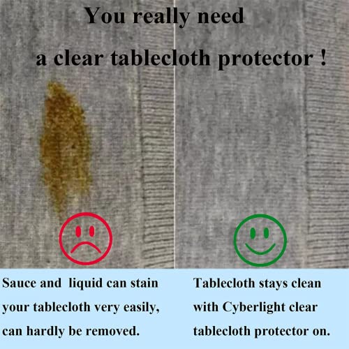 Cyberlight Clear Table Protector Rectangle 60 In X 90 In Vinyl Transparent Waterproof Plastic Tablecloth Kitchen Dining Room Furniture Wood Table Protector #TOP2