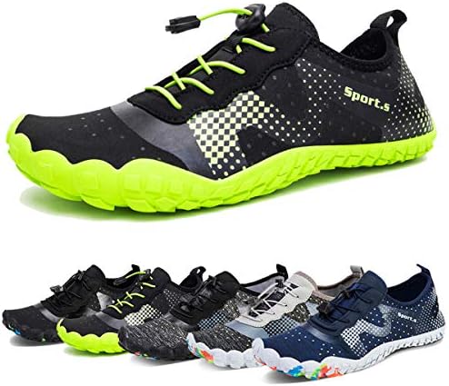 WateLves Water Shoes for Men Women Barefoot Quick-Dry Aqua Sock Outdoor Athletic Sport Shoes Kayaking Boating Hiking Surfing Walking (A-Black/Green, 43)