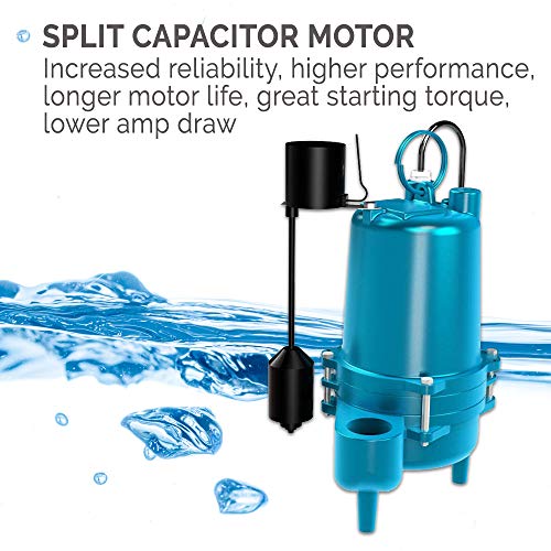 Barnes SE411VF Submersible Cast Iron Sewage Pump - 4/10-HP, 7,500 GPH, 120V / 1Ph, 20' Cord, No Float Switch