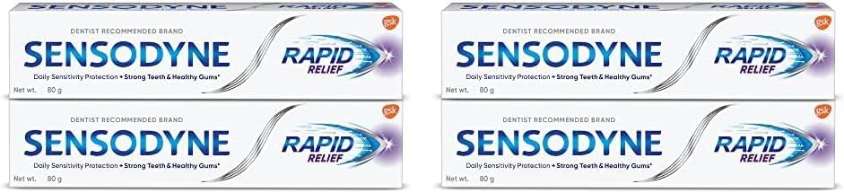 Sensodyne Toothpaste Rapid Relief Combo pack, Sensitive tooth paste to help beat sensitivity fast, 160 gm multi-pack (80 gm x 2) (Pack of 2)