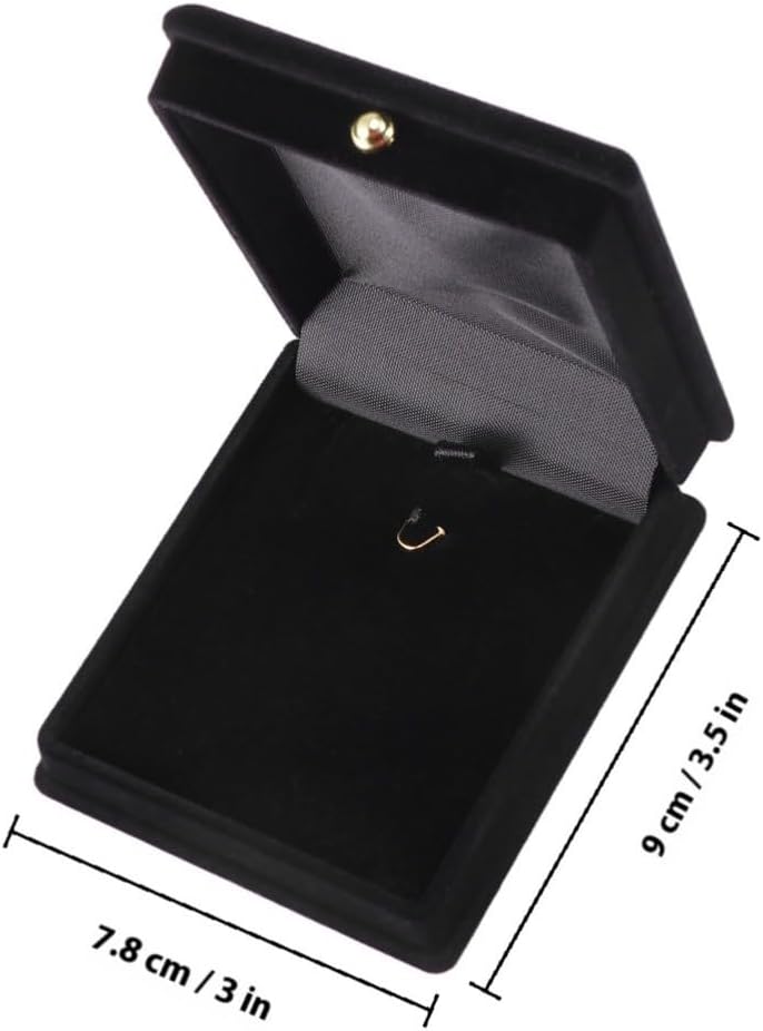 Flocking Necklace Organizer Box for Jewelry, Black Storage Case image 2